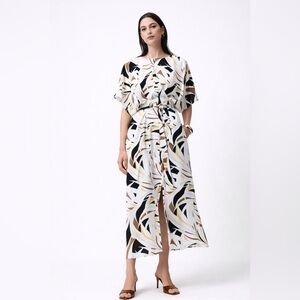 Joseph Ribkoff Tropical Print Belted Maxi Dress – Size 14 Resort Luxe